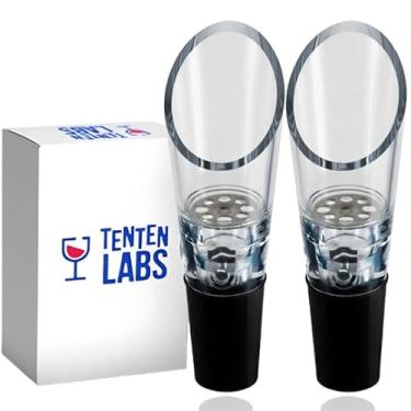 Imagem de TenTen Labs Despejador para aerador de vinho (pacote com 2) – Conjunto premium de bico aerador e decantador – Caixa de presente incluída – Preto