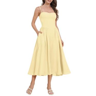 Imagem de Vestido feminino AGYMNX, espartilho, coxa, alça espaguete, amarelo M