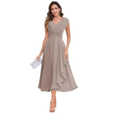 Imagem de Vestido HYY Sparkly Floral Taupe, Mãe da Noiva, Chiffon