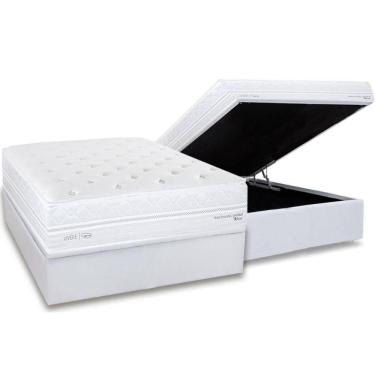 Imagem de Cama Box Baú Casal: Colchão Molas MasterPocket Ensacadas Herval C1782 + Base CRC Linhão White (138x188)