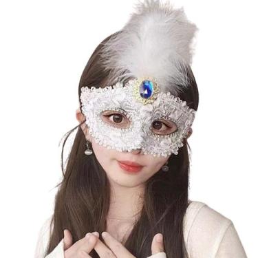 Imagem de Máscara Strass e Pena Festa Show Baile Gala Eventos Feminino Cores M78