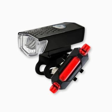 Imagem de Kit Farol para Bicicleta LED Ultra, Frontal e Traseiro, USB Recarregável