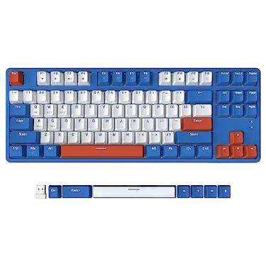 Imagem de AJAZZ 75% teclado mecânico para jogos, sem fio, sem retroiluminação, modos duplos BT5.0/2.4G, MX Switch Hot Swappable com moldura destacável, teclado compacto TKL com teclas OEM para PC Win Mac Gamer