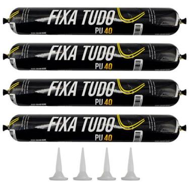 Imagem de Kit 4 PU40 800g Preto Profissional Super Adesivo Selante - SD PRO