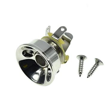 Imagem de Dopro Placa para guitarra elétrica de níquel, placa de tomada de eletrosocket de latão métrico com conector de saída mono de latão de níquel e parafusos, serve para Telecaster/Telecaster estilo