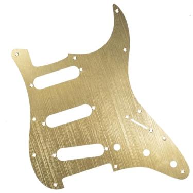 Imagem de DIAO79NI Pickguard de alumínio SSS Strat de 11 furos para guitarra elétrica Fender USA/Mexican Made Standard Stratocaster estilo moderno, dourado (alumínio).