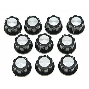 Imagem de KAISH 10 mini botões de pedal de efeito de guitarra 6 mm preto com tampa prata para pedais Boss