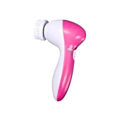 Imagem de Escova Facial Rosa Elétrica 5 Cabeças Portátil para Esfoliação e Massa