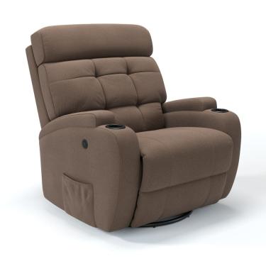 Imagem de Poltrona do Papai Reclinável Elétrica com Base Giratória e Balanço em Tecido Linho Damie