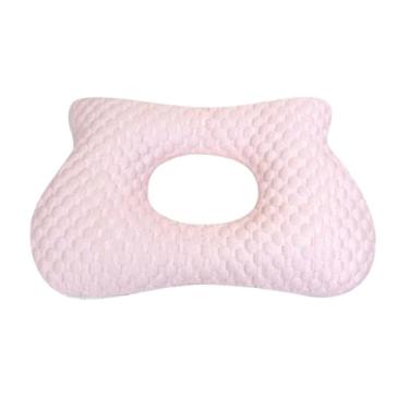 Imagem de Baoblaze Almofada para piercing de orelha, suporte de pescoço, respirável, sem pressão, travesseiro lateral para dormir, almofada para cuidados com as orelhas, Rosa 43cmx29cmx9cm
