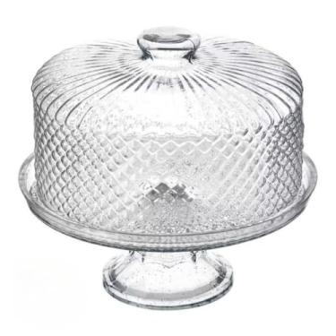 Imagem de Boleira de Vidro com Pé e Tampa Bico de Jaca Prato 28cm para Bolo, Doces, Sobremesas.(VIDRO COM PÉ)