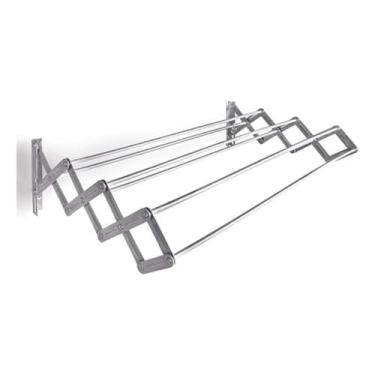 Imagem de Varal Sanfonado 80cm Em Alumínio De Parede Retrátil Cor Cinza