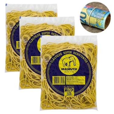 Imagem de Kit 3 Pacotes Elástico Para Amarrar Dinheiro 300 Gramas Fino Mamuth - 