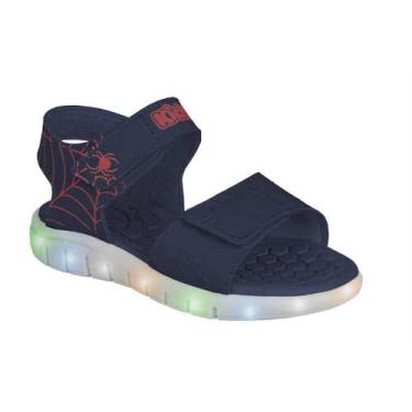Imagem de Sandália Infantil Menino Kidy Wave Light Luzes LED Azul Marinho 26