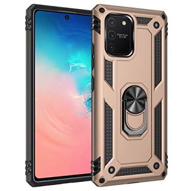 Imagem de SORAKA Capa para Samsung Galaxy S10 Lite com suporte de anel capa armadura para Samsung Galaxy S10 Lite capa traseira de policarbonato rígido com placa de metal para suporte magnético de telefone