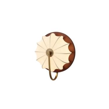 Imagem de Luminária de parede tecido retrô europeia para quarto, sala estar, corredor, lâmpada decorativa para corredor, hall de entrada(Brown)