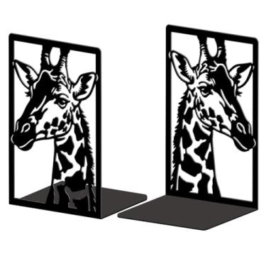 Imagem de Peacoblue Suportes de livros de metal para prateleiras, tampas de livros de estudo resistentes decorativas modernas para escritório, mesa, prateleira, sala 13,5 x 11 x 20 cm de ferro fundido simples