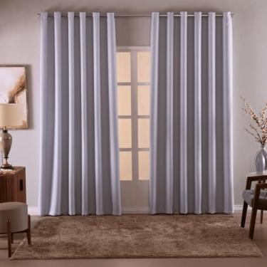 Imagem de Cortina Blackout/Blecaute Em Tecido Corta Luz Para Sala, Quarto e Escritorio 2,70M x 1,80M | (2,70M X 1,80M) Com Ilhós Cromado (Branco)
