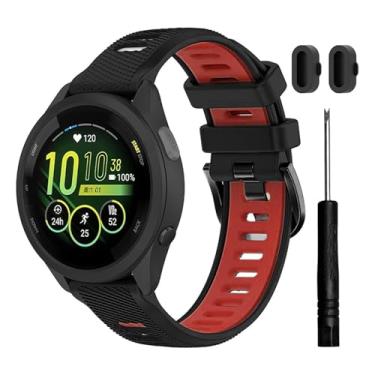 Imagem de TopPerfekt Pulseira de relógio para Garmin Forerunner 265, pulseira de substituição esportiva de silicone macio para Forerunner 570 47 mm/255/265-Music, Venu 2/3 (22 mm) - (preta/vermelha)