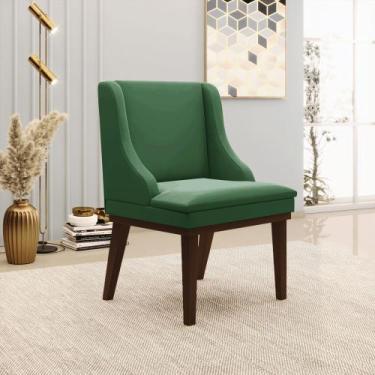 Imagem de Cadeira de Jantar Liz Veludo Verde Base Fixa Madeira Tabaco D03 - D'Ro