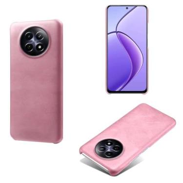 Imagem de Capa para OPPO Realme 12 5G,Proteção contra quedas,Casca de volta de cor sólida simples,Design de couro de imitação de plástico-Pink