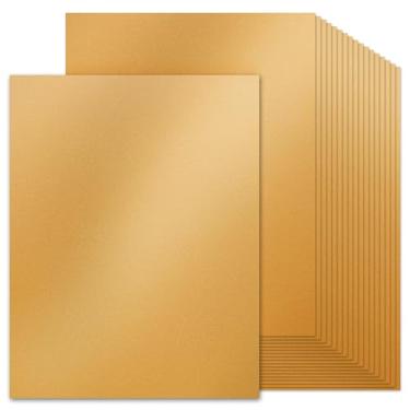 Imagem de 60 folhas de cartolina dourada brilhante, papel metálico 21 x 28, 200 gsm/33,6 kg, cartolina dupla face, papel perolado para fazer cartões, álbuns, convites e cartões comemorativos