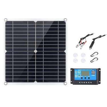 Imagem de Daconovo Kits de painel solar flexível portátil de 300W Painel solar de silício monocristalino com controlador 60A Porta de carregamento USB dupla Interface de braçadeira de bateria DC5521 carre HF
