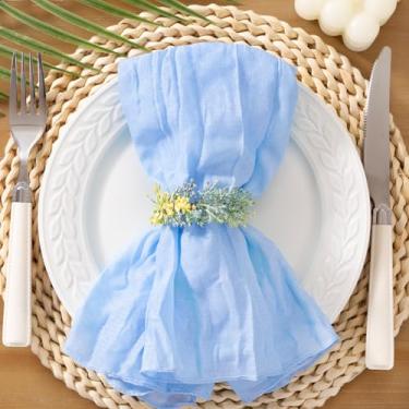 Imagem de Socomi Guardanapos De Gaze Azul, Panos Queijo Verão, Conjunto 24, Estilo Boho, Laváveis, Para Mesa Jantar, Festa Casamento, Chá Bebê, Decoração Aniversário
