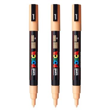 Imagem de posca Marcadores de tinta à base de água PC-3M, ponta fina reversível (0,9-1,3 mm), laranja claro, 3 unidades