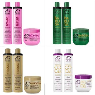 Imagem de Force Cosméticos Kit Home Care 4 Linhas de Tratamento Capilar  Brilho,