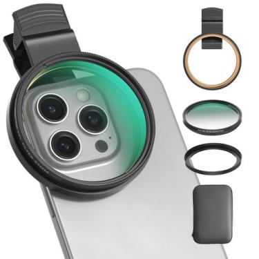 Imagem de Filtro CPL Akanabi 67mm para telefone/DSLR com clipe e anel adaptador