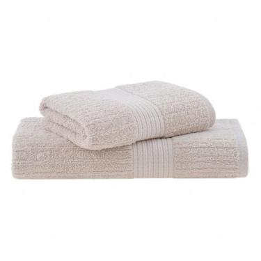 Imagem de Jogo de Toalhas Banho e Rosto fio Canelado Marfim - Buddemeyer
