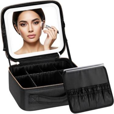 Imagem de Bolsa de maquiagem IPOW Travel com espelho LED, 3 configurações de luz