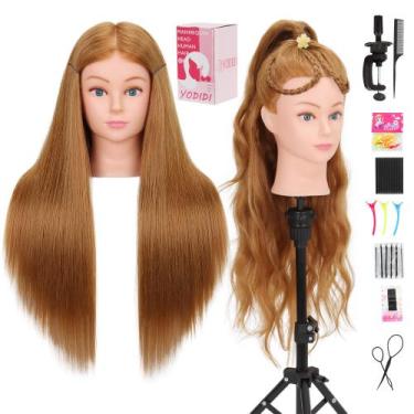 Imagem de Cabeça de manequim YODIDI Human Hair 80% 26-28 polegadas com braçadeir