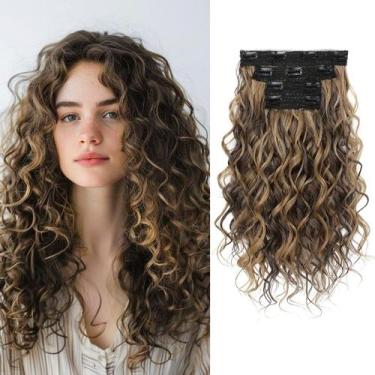 Imagem de Extensões de cabelo REECHO Curly 40cm Clip em marrom chocolate
