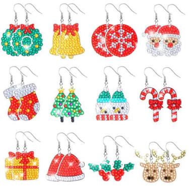 Imagem de Kit de fabricação de brincos Christmas Diamond Art Remuuly 12 pares