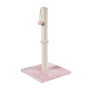 Imagem de Dimaka Poste alto para arranhar gatos, arranhador de garra com corda de sisal e coberto com pelúcia macia e macia, arranhões verticais [totalmente elástico] para gatos de tamanho padrão (rosa, 86 cm