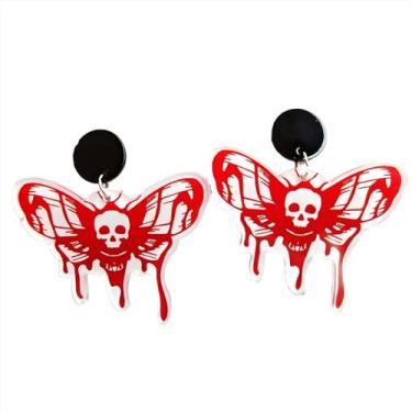Imagem de Brincos vermelhos de Halloween, borboleta, fantasma, balão, baralho, cartas de baralho Queen, brincos pendentes de acrílico, bijuteria de festa de Halloween para mulheres, Zinco, Sem pedra preciosa
