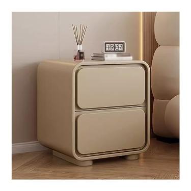 Imagem de Mesa de cabeceira de cor sólida coelho fofo sem instalação mesa de cabeceira minimalista de madeira maciça grande capacidade gaveta dupla armazenamento mesa de cabeceira móveis de cabeceira (cor