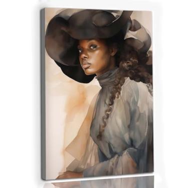 Imagem de Arte de parede de mulheres negras para quarto arte de parede minimalista afro-americana pinturas de meninas negras decoração de parede retrato de mulheres negras arte de parede boho menina negra