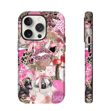 Imagem de Hng Kiang Hu Capa para iPhone 16E, design de estampa de leopardo rosa com compatibilidade MagSafe, capa rígida protetora para mulheres (para iPhone 16E)