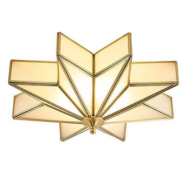 Imagem de ZRMPP Luminária de teto de vidro estilo nórdico, luminária de teto criativa em forma de estrela, iluminação de teto de montagem embutida de latão moderno, sala de estar, cozinha, quarto infantil