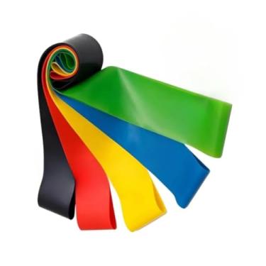 Imagem de Kit 5 Faixas Elástica de Resistência Para yoga Pilates Treino Academia(KIT 5 COLORIDO)