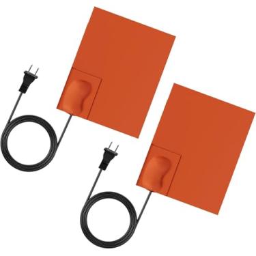 Imagem de Aquecedor de bloco de motor 2 peças, aquecedor de cárter de óleo de 12 cm x 12 cm com protetor térmico de 90 °C, autoadesivo 3M, cabo de alimentação longo de 172 cm, almofada de aquecimento de