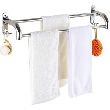 Imagem de Toalheiro, toalheiro suporte de toalha toalheiro prateleira de toalha de banho toalheiro de banheiro toalheiro gancho duplo toalha gancho duplo rack de armazenamento montado na parede toalheiro/a/70