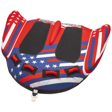Imagem de Boia Rebocável para 2 Pessoas, Carga Máx 154 kg com Drenagem, 4 Alças e Conector Rápido, ZOOMBROS, Azul e Vermelho