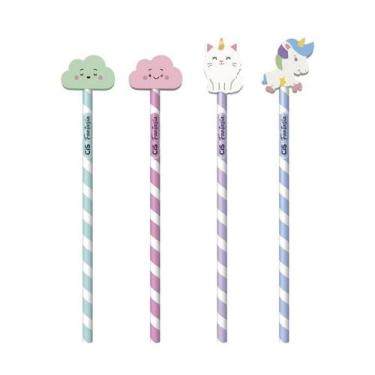 Imagem de Kit com 4 Lápis HB CiS Fantasia com Borracha Mundo Sonhos Fofo Conjunt