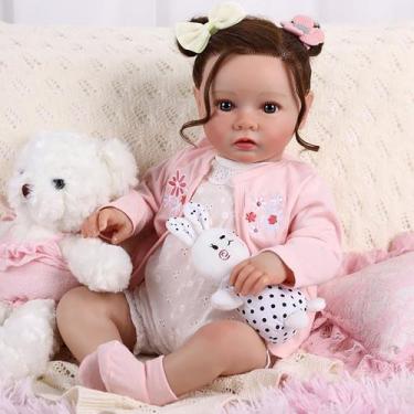 Imagem de Boneca Bebê Reborn Brastoy Realista Silicone 48cm Conjunto de Roupa Ch