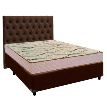 Imagem de Cama + Box Marrom E Colchão D33 Casal - Maxsono Paropas + Cabeceira