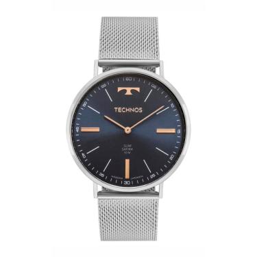 Imagem de Relógio Technos Masculino Ref: 2025lue/1a Slim Mesh Prateado